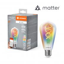 Ledvance E27 SMART+ MATTER Edison LED-Lampe, kompatibel mit Google, Alexa, Apple 4,8W Multicolor 2700-6500K